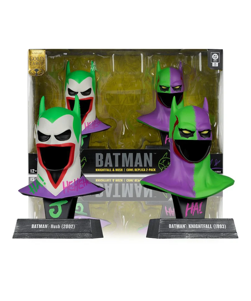DC Direct Batman 1:3 Cowl Prop Replica Batman Hush + Batman Knightfall Jokerozed (2-Pack) - immagine 3