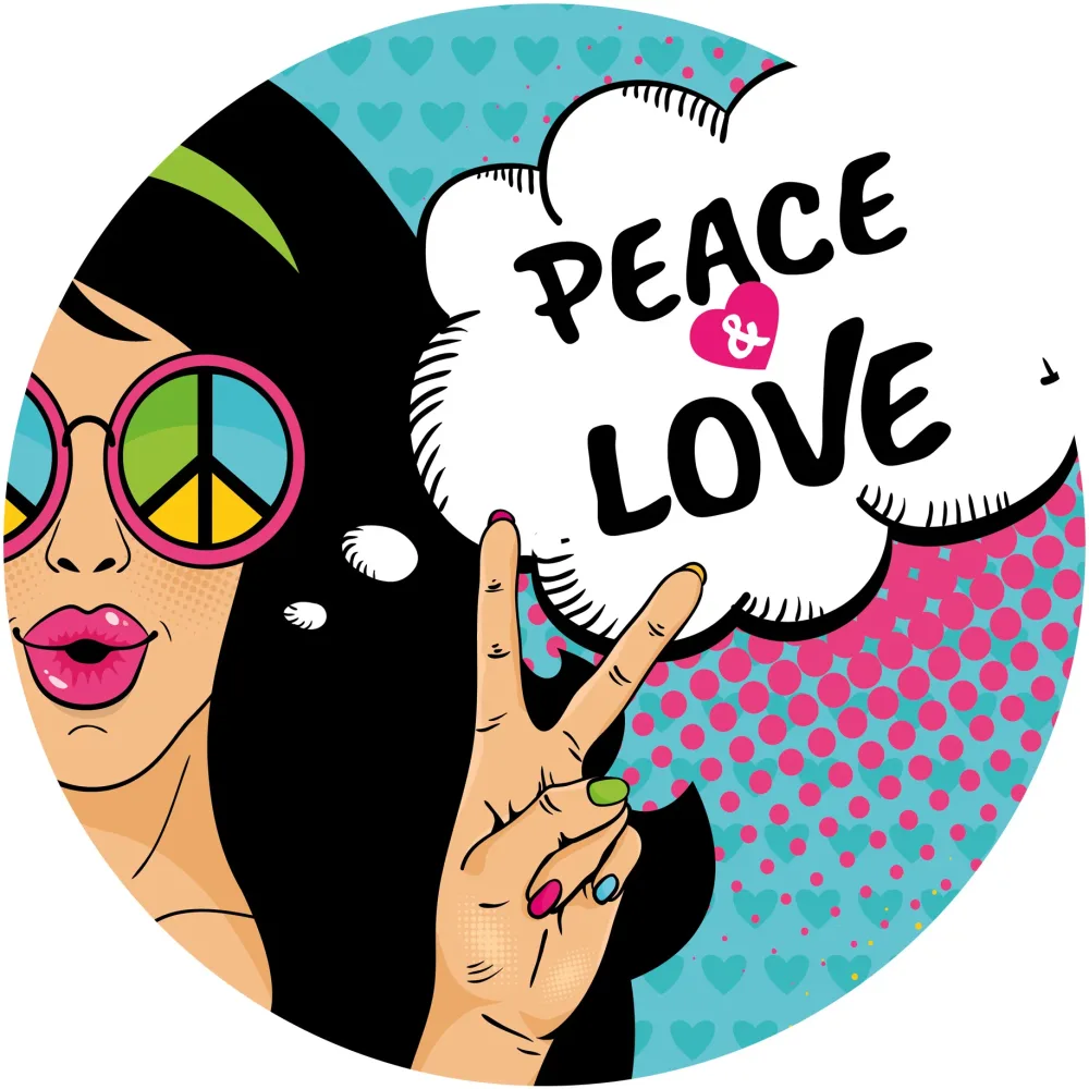 Slipmats 33 TB063 – Panno feltro giradischi Seventies  – Peace&Love