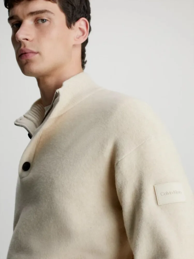 Calvin Klein Maglia Uomo Lycra Blend Button Quarter Zip - immagine 3