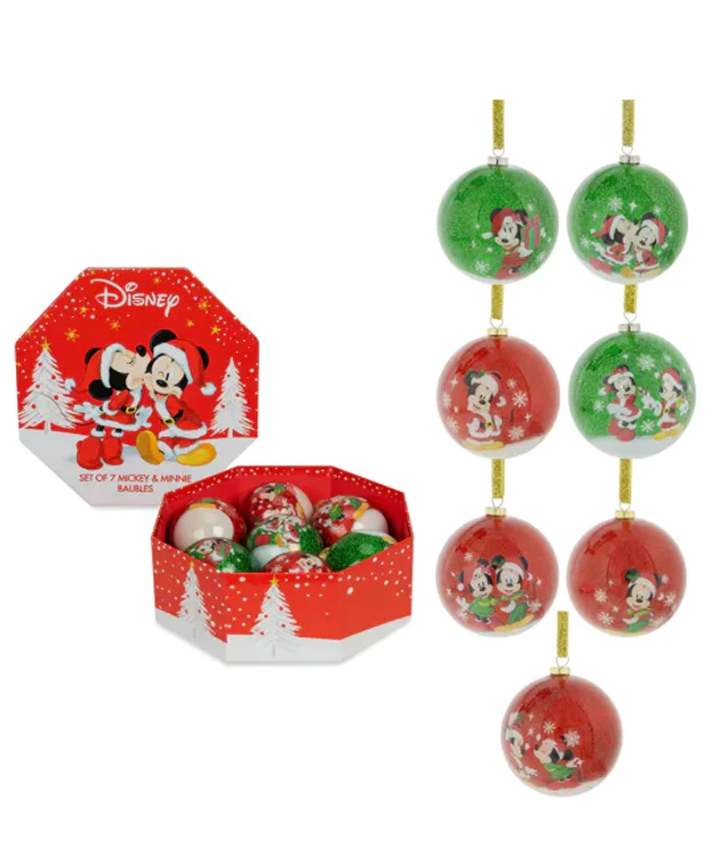 Mickey & Minnie - Set of 7 Xmas Baubles