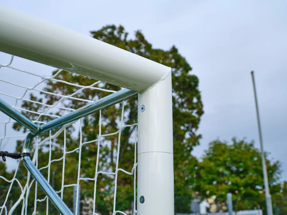 Porta da Calcio Mobile - Alluminio Tondo Ø80mm con Nervature - Calcio a 7 e 8 - 6x2m - immagine 2