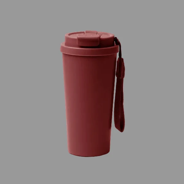 Bicchiere Termico in Acciaio Inox 304 Riciclato – 500 ml, Cannuccia, Doppio Tappo e Tracolla