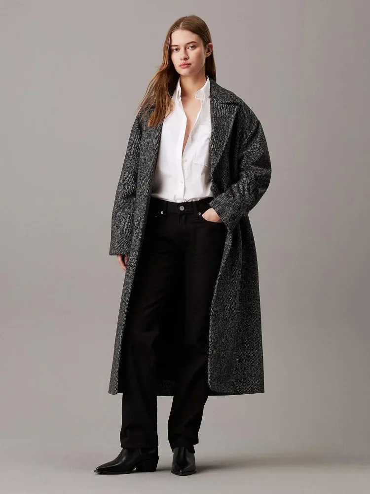 Calvin Klein Giacca Donna Melange Long Wool Coat