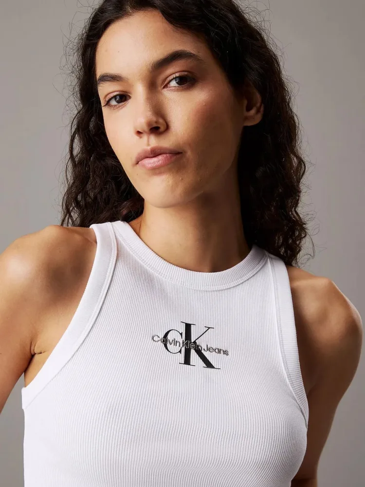 Calvin Klein Canotta Donna Monologo Rib Tank Top - immagine 3