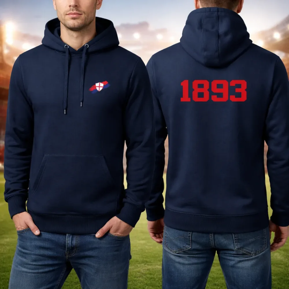 Felpa Genoa 1893 con Cappuccio – Blu Navy | Stile Ultras Vintage - immagine 2