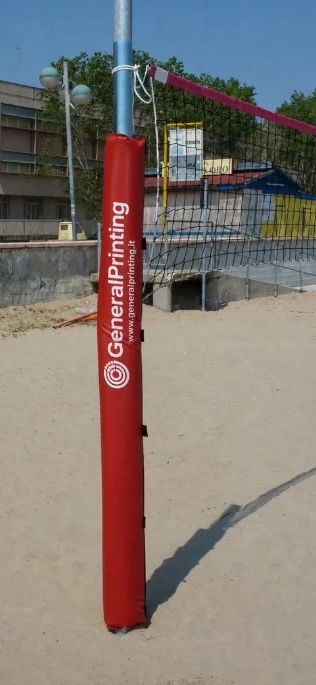 Coppia Protezioni Pali Pallavolo e Beach Volley - PVC con Imbottitura Poliuretano 3cm - Velcro e Fibbie - Tasca Sponsor - 200x50cm