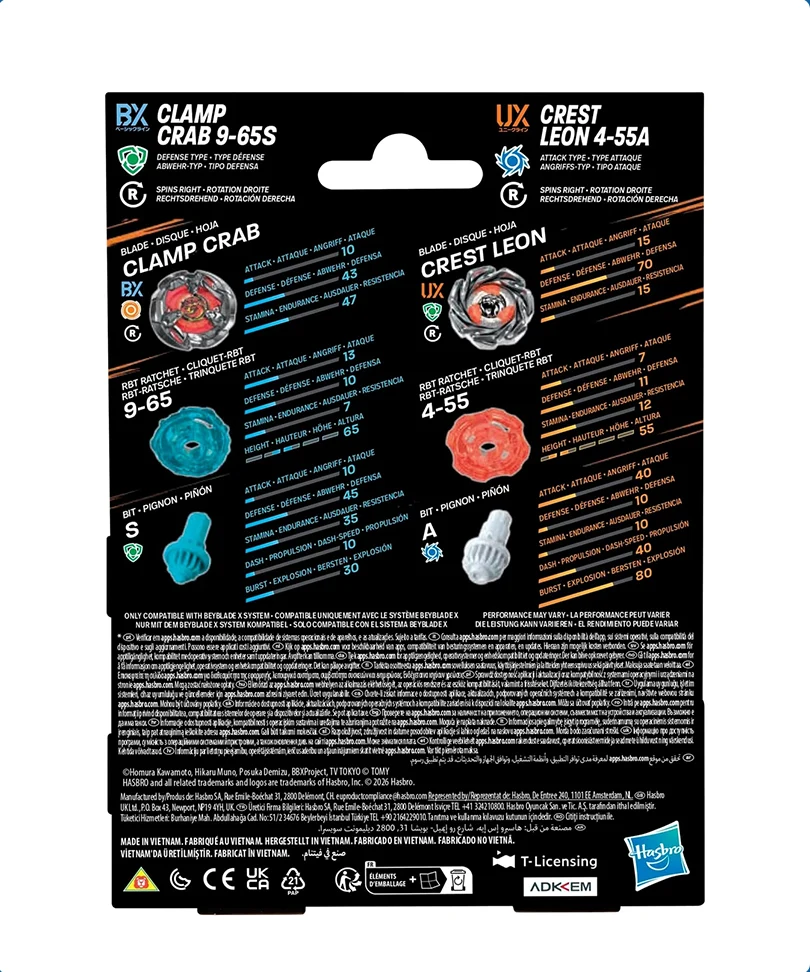 Beyblade X - Dual Pack: Clamp Crab 9-65S & Crest Leon 4-55A - immagine 3
