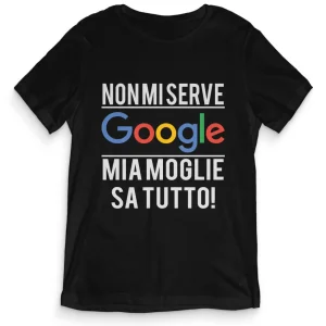 TeesBlitz tee144 – T-Shirt divertente – Non mi serve Google, mia Moglie sa Tutto TeesBlitz tee144 – T-Shirt divertente – Non mi serve Google, mia Moglie sa Tutto