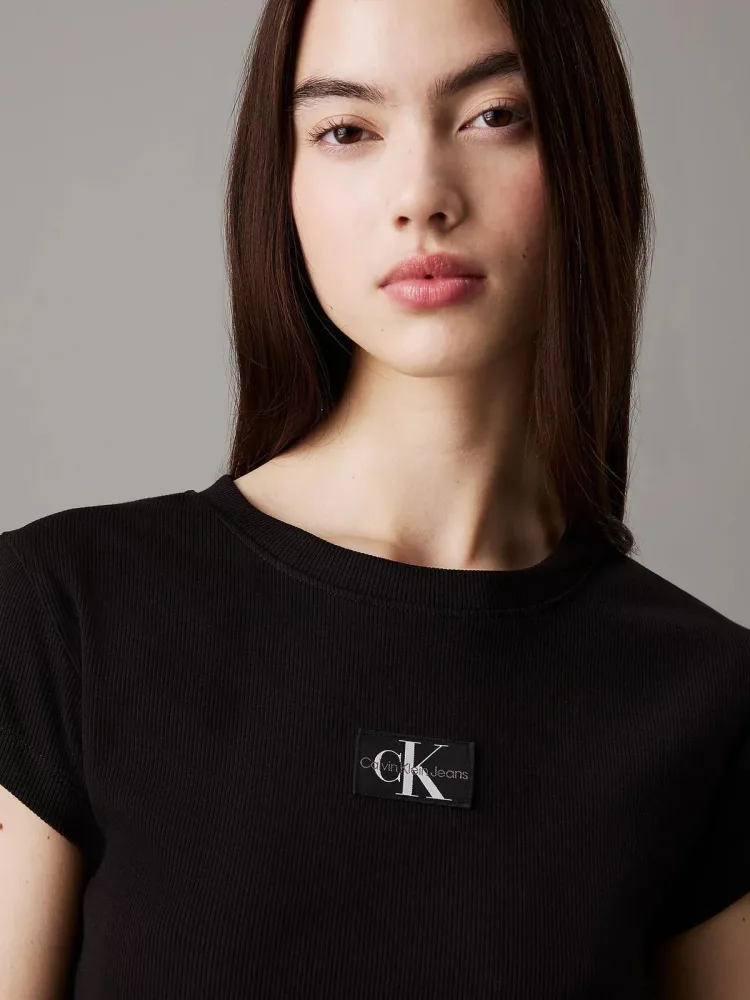 Calvin Klein T Shirt Donna Woven Label Rib Baby - immagine 3