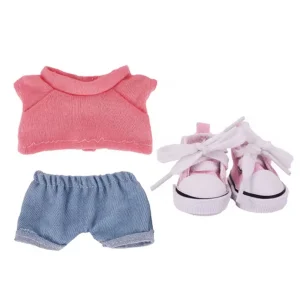 Set Outfit Maglia Salmone, Jeans e Scarpe Rosa per Labubu (17 cm) Set Outfit Maglia Salmone, Jeans e Scarpe Rosa per Labubu (17 cm)
