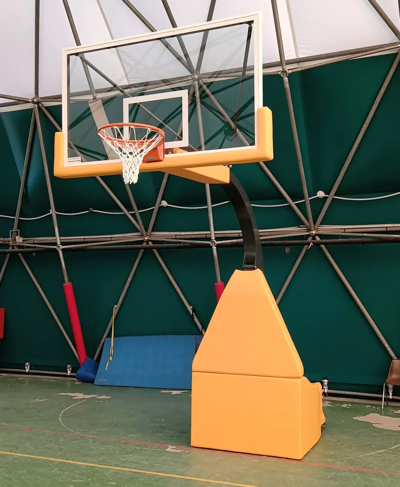 Impianto Basket Oleodinamico Manuale - Acciaio Verniciato Antracite - Tabellone Cristallo Safety 12mm - Certificato UNI-EN 1270 - immagine 2