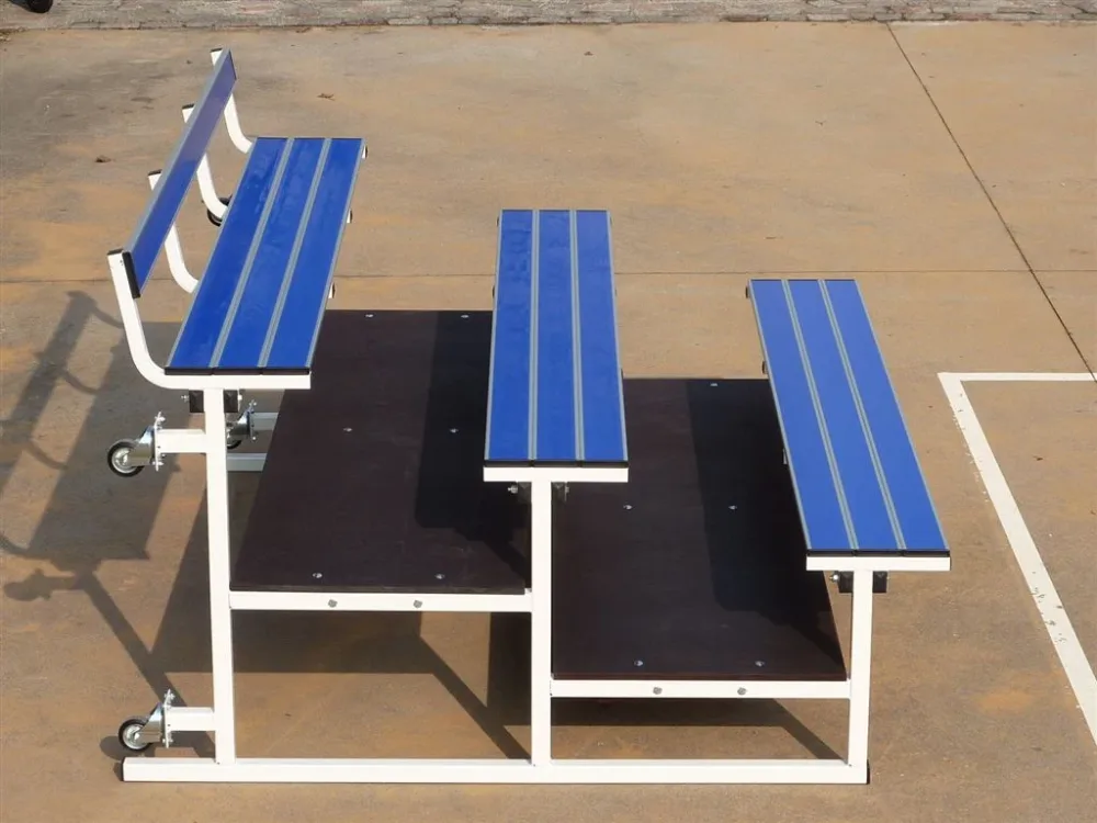 Modulo Tribuna 3 File - Acciaio Verniciato Ribaltabile - 2 Metri - Seduta Alluminio Blu - immagine 3
