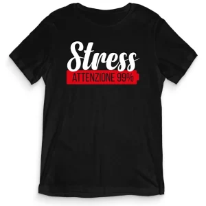 TeesBlitz T-Shirt divertente – Stress attenzione 99% – tee21-004 TeesBlitz T-Shirt divertente – Stress attenzione 99% – tee21-004