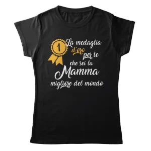 TeesBlitz T-Shirt divertente – La medaglia d’oro per te che sei la mamma migliore del mondo – tee21-036 TeesBlitz T-Shirt divertente – La medaglia d’oro per te che sei la mamma migliore del mondo – tee21-036