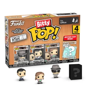 Dwight Schrute as Scranton Strangler / Michael Scott (Straight Jacket) / Pam Beesly with Teapot / Mystery Bitty (4-Pack) Dwight Schrute as Scranton Strangler / Michael Scott (Straight Jacket) / Pam Beesly with Teapot / Mystery Bitty (4-Pack)