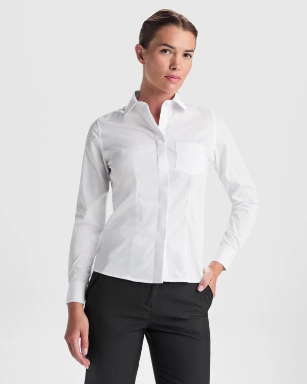 Camicia da Lavoro Donna Maniche Lunghe AIFOS L/S – con Ricamo | da 20 pz