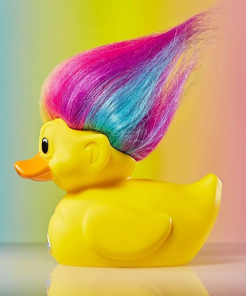 Trolls Rainbow Troll (Yellow with Rainbow Hair) TUBBZ Cosplaying Duck Collectable - immagine 2