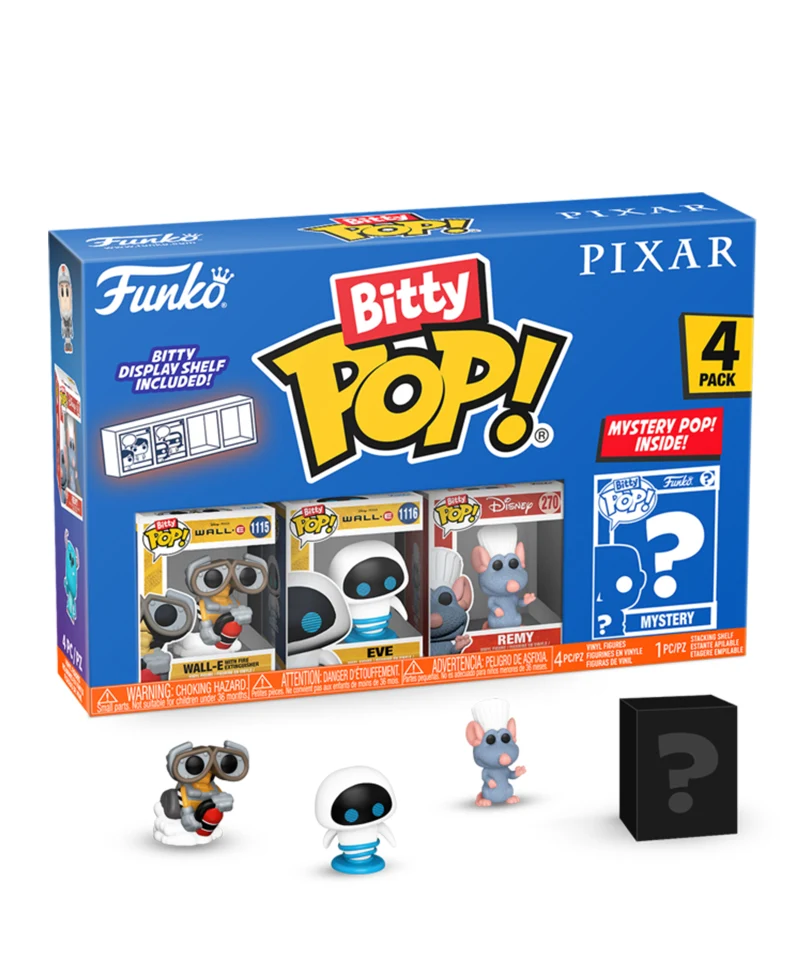 Wall-E with Fire Extinguisher / Eve / Remy / Mystery Bitty (4-Pack)