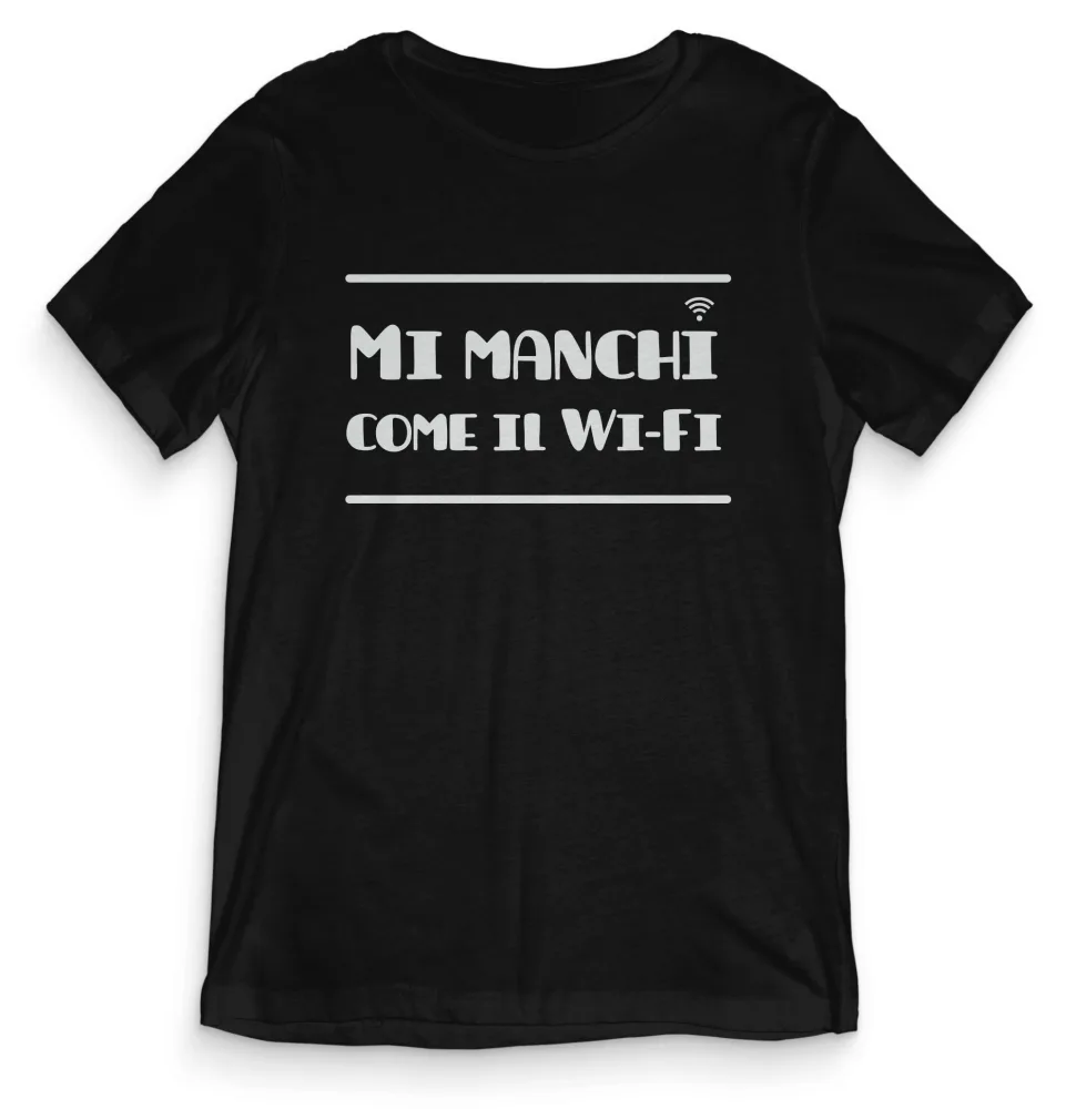 TeesBlitz tee130 – T-Shirt divertente – Mi manchi come il Wi-Fi