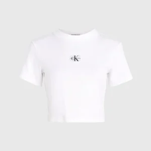 Calvin Klein T Shirt Donna Badge Rib Short Sleeve Calvin Klein T Shirt Donna Badge Rib Short Sleeve