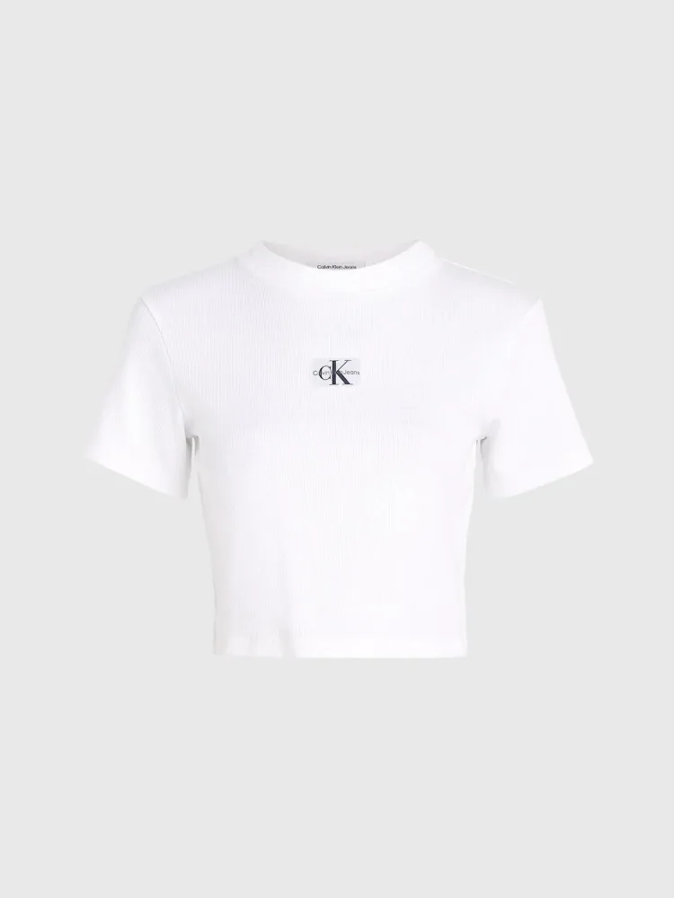 Calvin Klein T Shirt Donna Badge Rib Short Sleeve