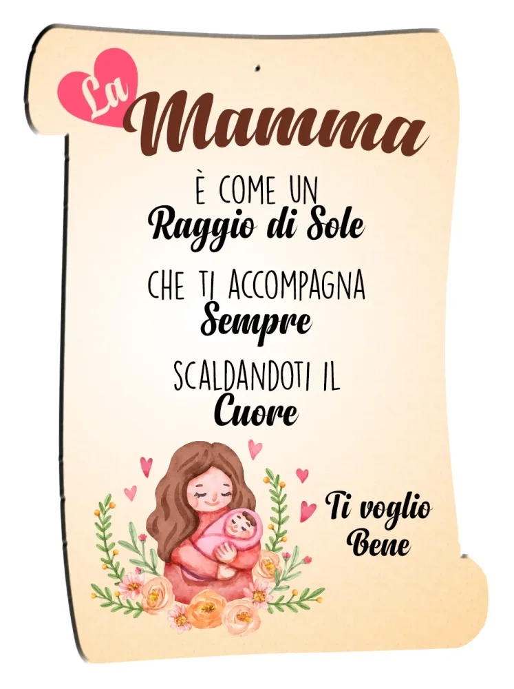 Pergamena in legno Dedica Mamma