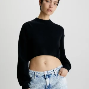 Calvin Klein Maglia Donna Short Lambswool Sweater Calvin Klein Maglia Donna Short Lambswool Sweater