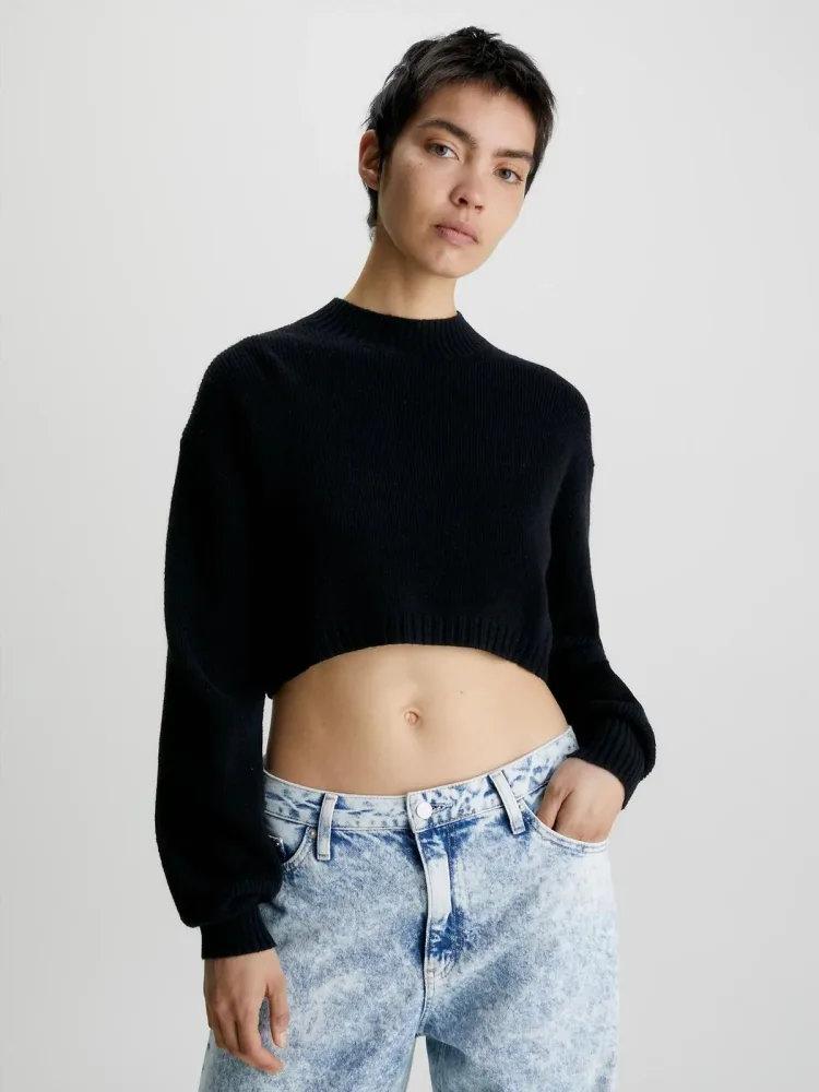 Calvin Klein Maglia Donna Short Lambswool Sweater