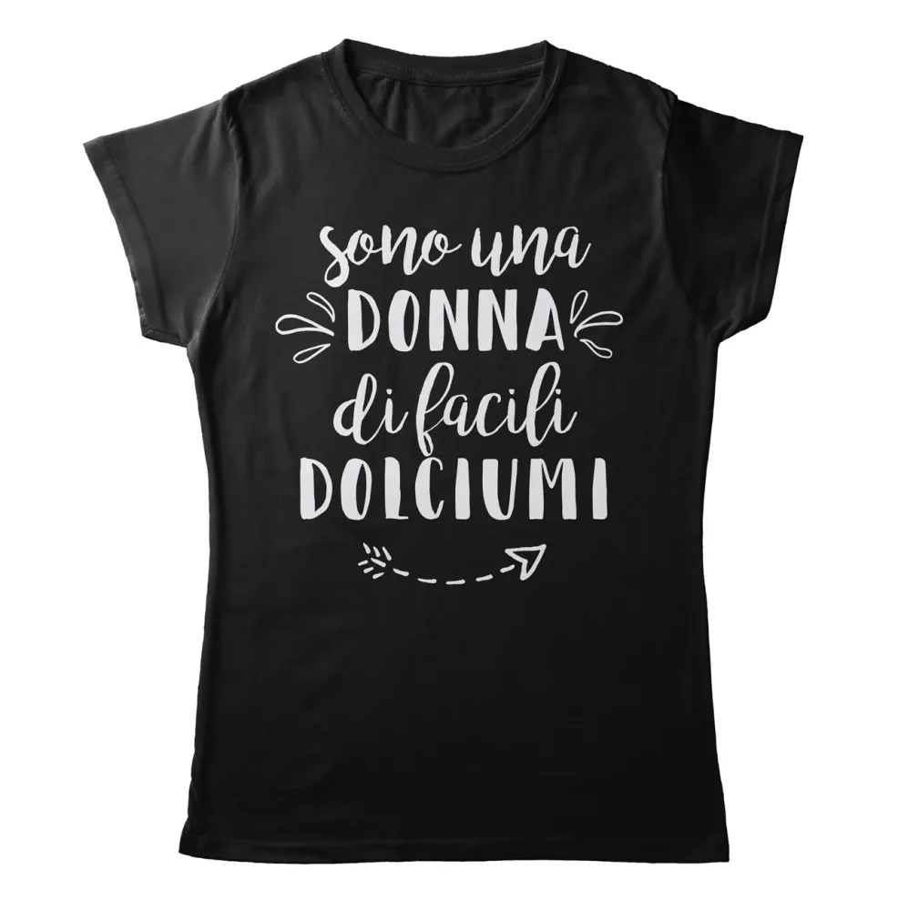 TeesBlitz T-Shirt divertente – Sono una donna di facili dolciumi – tee21-001
