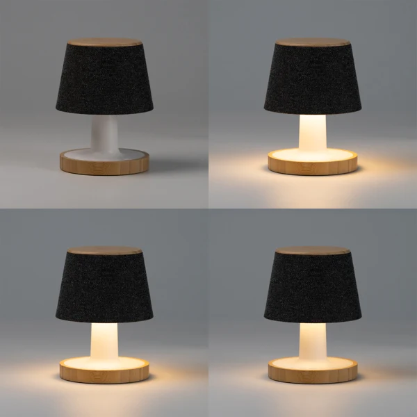 Lampada Altoparlante 5W in Poliestere Riciclato con Dettagli in Bambù