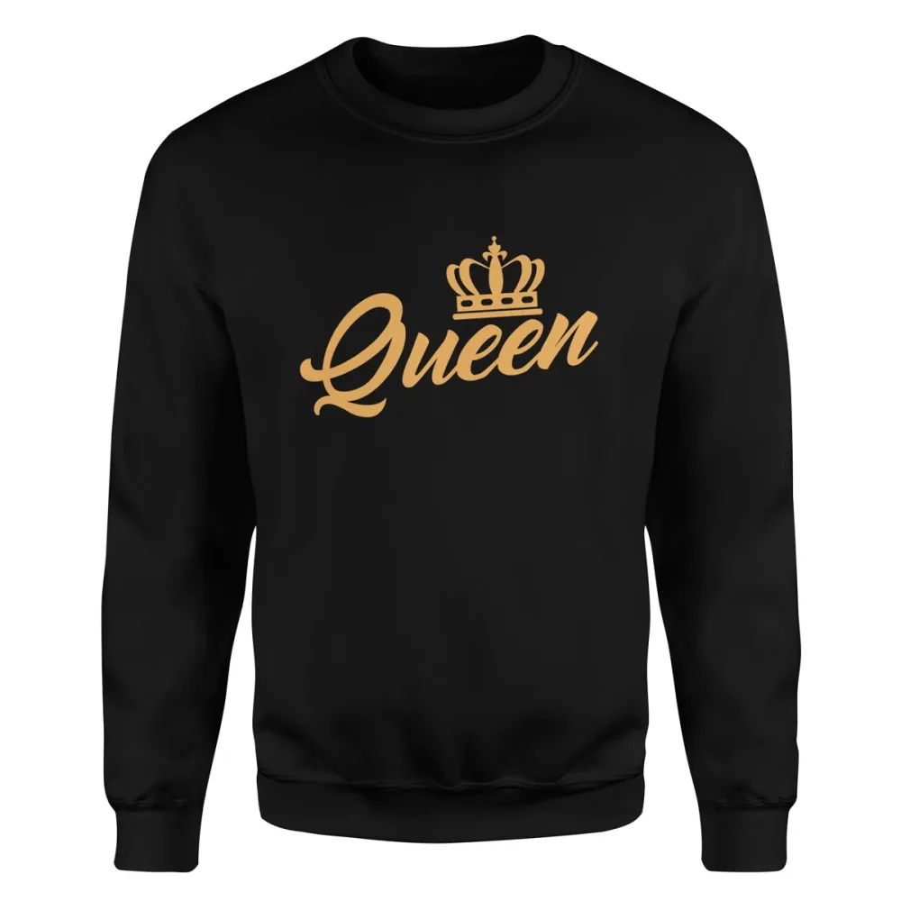TeesBlitz 318 – Felpa girocollo/cappuccio scritta dorata – Queen