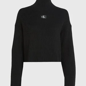 Calvin Klein Maglia Donna Label Chunky Sw Calvin Klein Maglia Donna Label Chunky Sw