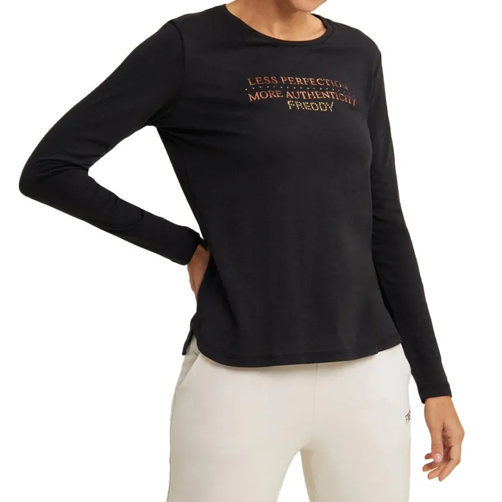 Maglia Maniche Lunghe Con Grafica Metallizzata Donna - immagine 3