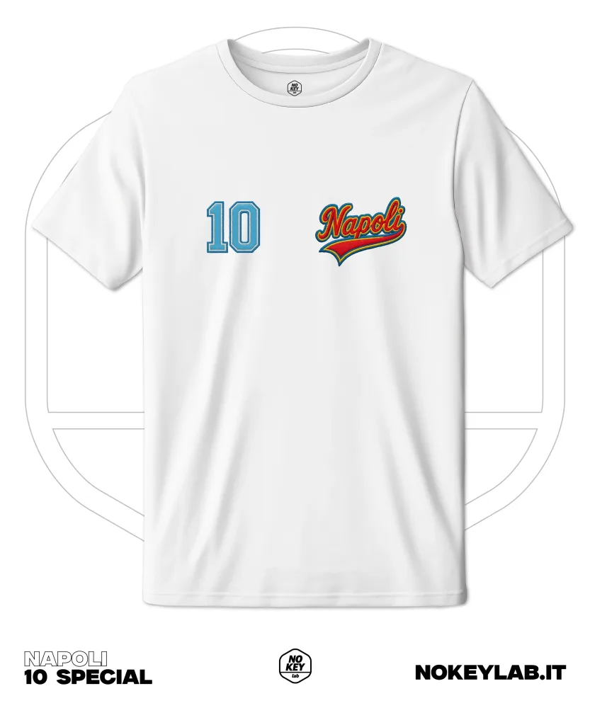 Maglia Napoli Effetto Ricamato Stile College con Numero 10 – Edizione Unica - immagine 3