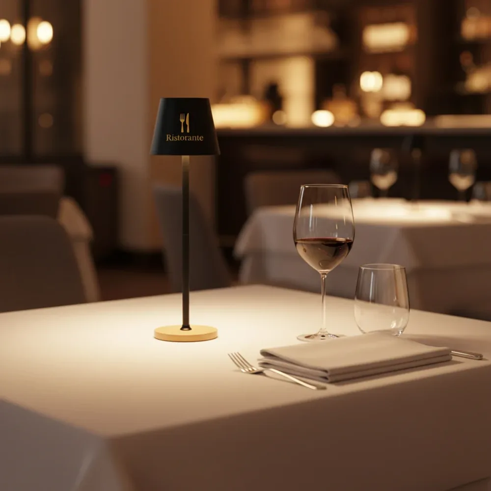 Lampada in Metallo e Bambù con Touchscreen LED 1200 mAh e 3 Modalità di Illuminazione, da 20 pezzi personalizzazione compresa