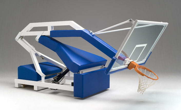 Impianto Basket Oleodinamico Manuale - Acciaio Verniciato Bianco - Tabellone Cristallo Safety 12mm - Certificato UNI-EN 1270 - immagine 2