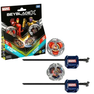 Beyblade X – Marvel Dual Pack: Thanos 4-60P & Iron Man 4-80B Beyblade X – Marvel Dual Pack: Thanos 4-60P & Iron Man 4-80B