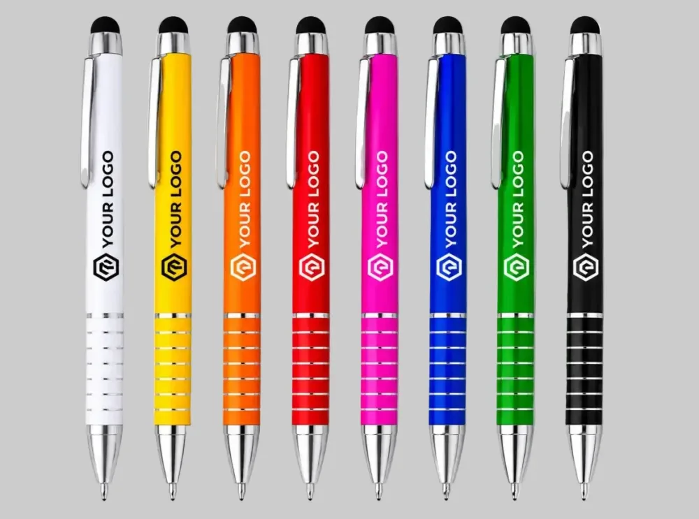 Penna a sfera in alluminio a torsione con pennino touch – stampa digitale a colori