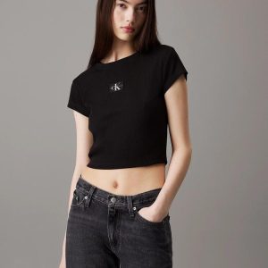 Calvin Klein T Shirt Donna Woven Label Rib Baby Calvin Klein T Shirt Donna Woven Label Rib Baby