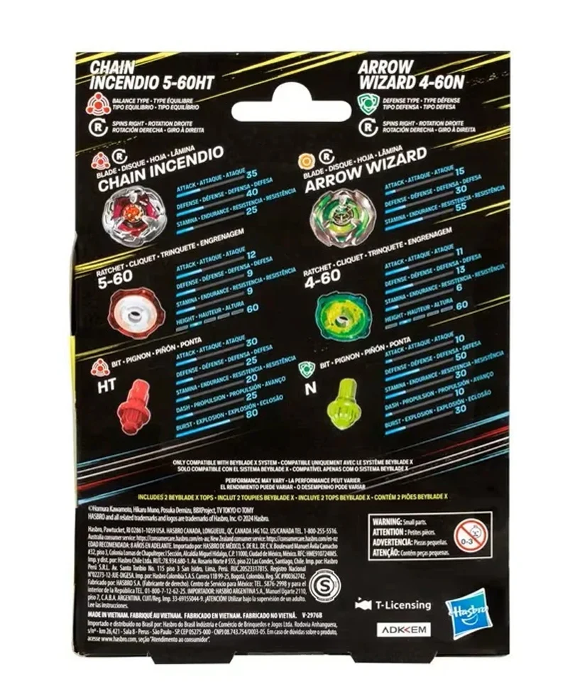 Beyblade X - Dual Pack: Chain Incendio 5-60HT & Arrow Wizard 4-60N - immagine 3