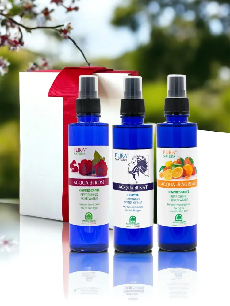 ACQUE AROMATICHE Set – Acqua di Rose, Acqua di Nat, Acqua di Agrumi – Eco Spray No Gas