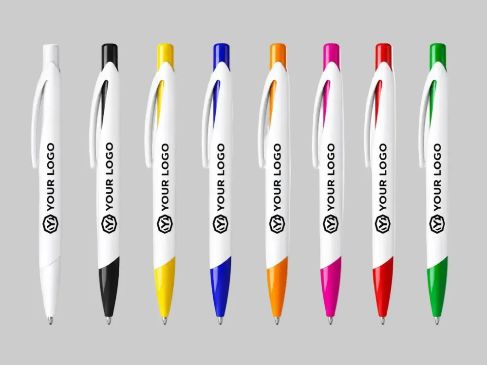 Penna a sfera con pulsante abbinato e punta in finitura bicolore – stampa digitale a colori