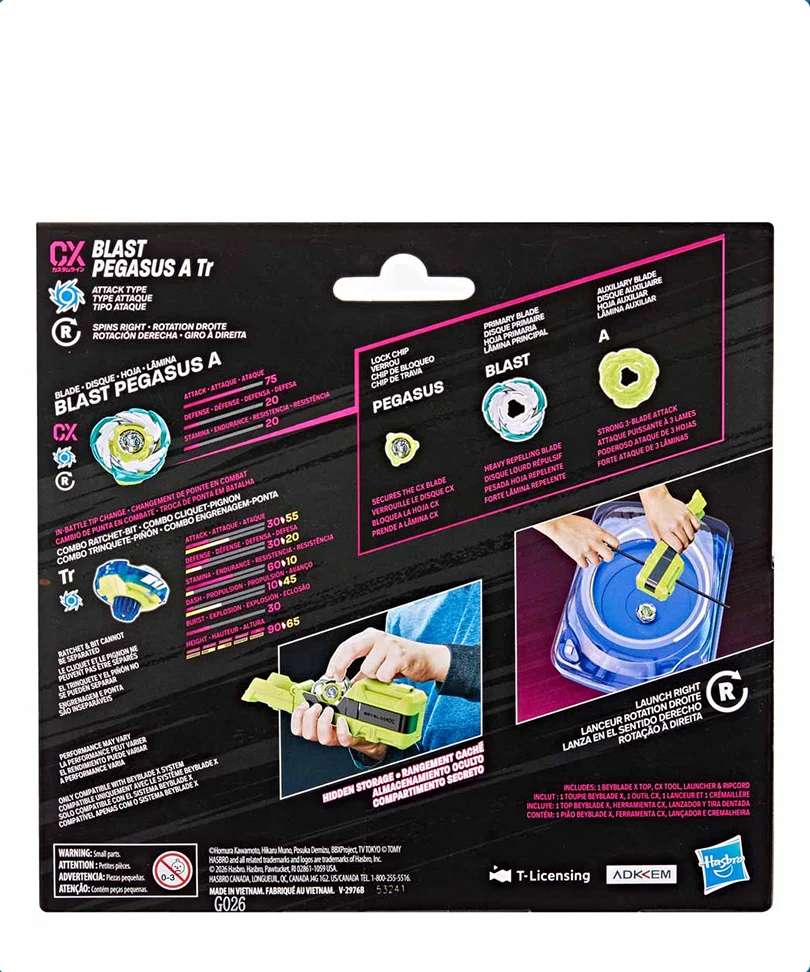 Beyblade X - Clip & Rip Launcher: Blast Pegasus A Tr - immagine 3