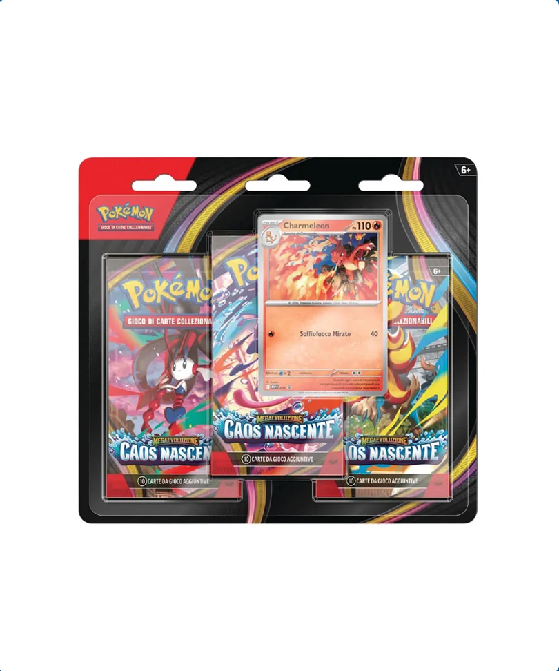 Pokemon Card Game: Megaevoluzione – Caos Nascente – Blister 3 Buste + 1 Card