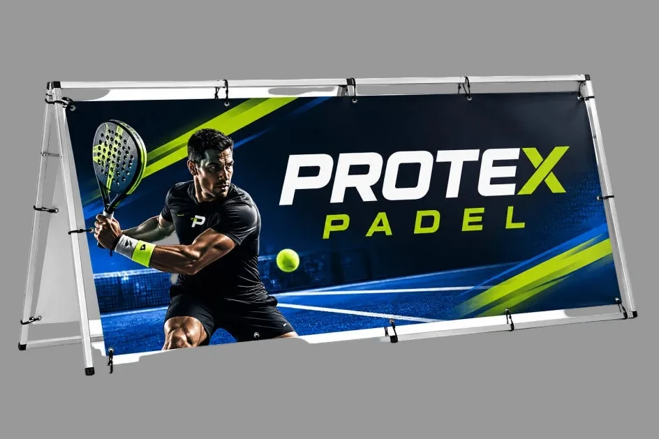 Sideline Banner | Struttura in Alluminio per 2 Banner | Stampa Fronte Retro | 300x76x125 cm