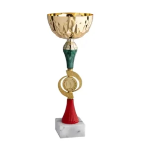 Coppa Multicolore Oro 33 cm – Tazza Metallo Base Marmo Bianco Carrara | Mod. 12.024G Coppa Multicolore Oro 33 cm – Tazza Metallo Base Marmo Bianco Carrara | Mod. 12.024G