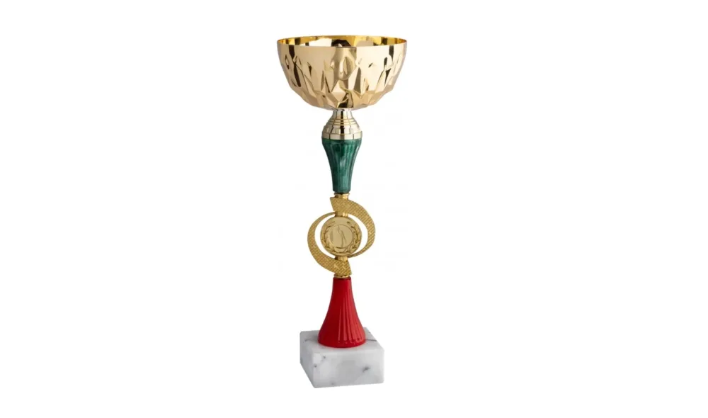 Coppa Multicolore Oro 33 cm – Tazza Metallo Base Marmo Bianco Carrara | Mod. 12.024G