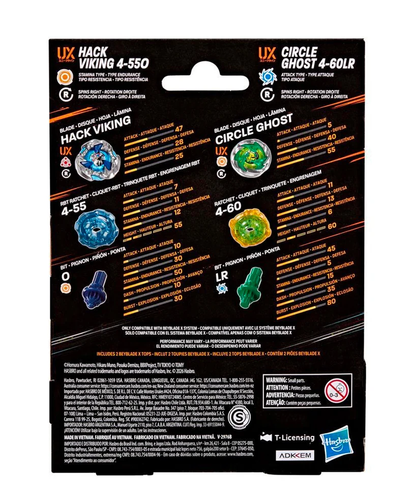 Beyblade X - Dual Pack: Hack Viking 4-55O & Circle Ghost 4-60LR - immagine 3