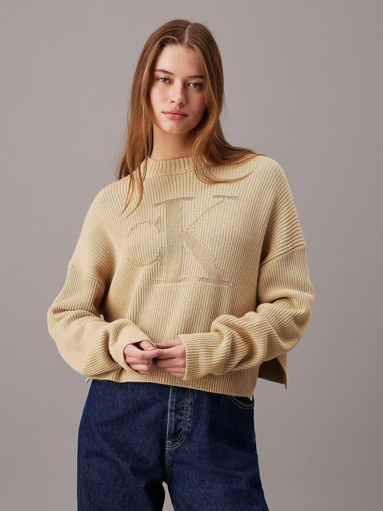 Calvin Klein Maglia Donna Logo Intarsia