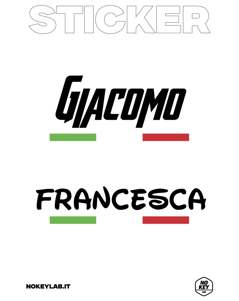 Nome adesivo con bandiera